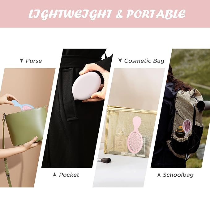 Mini Hair Brush, Detangling Hairbrush for Dry and Wet Hair, Small Size Travel Detangler Brush for Girls Boys Kids Women Men for All Hair Types (Blue)