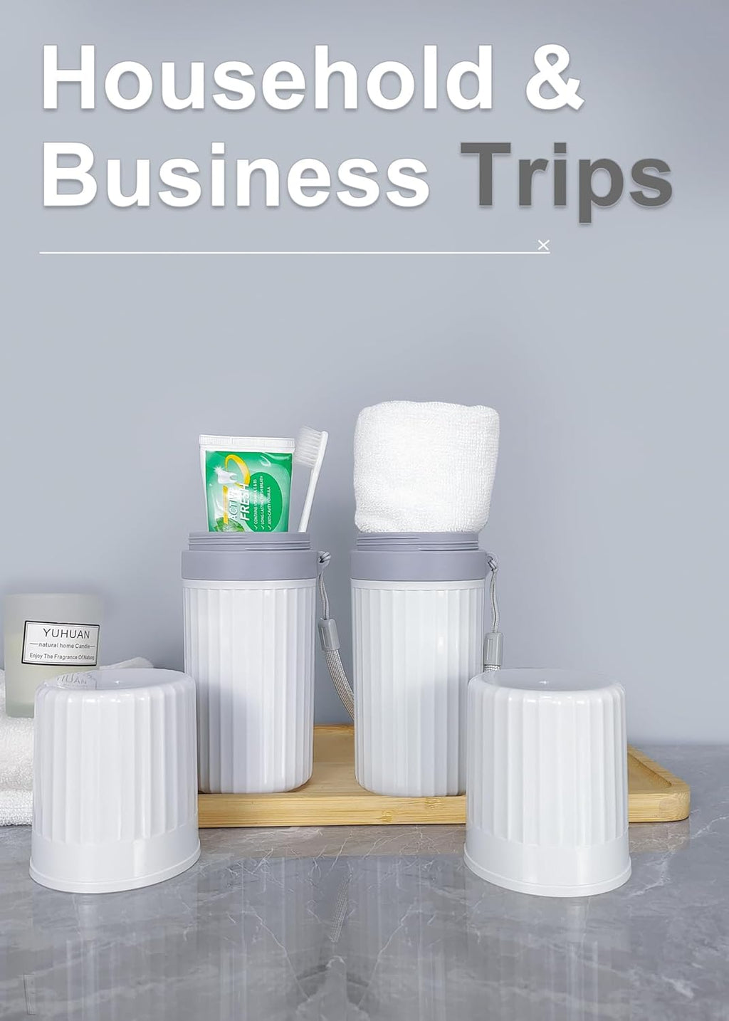 Toothbrush Travel Case, Grey Travel Toothbrush Cup Holder for Toothbrush and Toothpaste, Portable Travel Toothbrush Container for Traveling Camping Business School