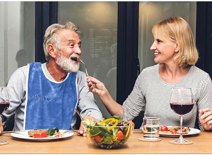 3 Pack Adult Bibs, Microfiber Super Soft Eating Cloth for Adults, Disabled, Adjustable, Dining Clothing Protector