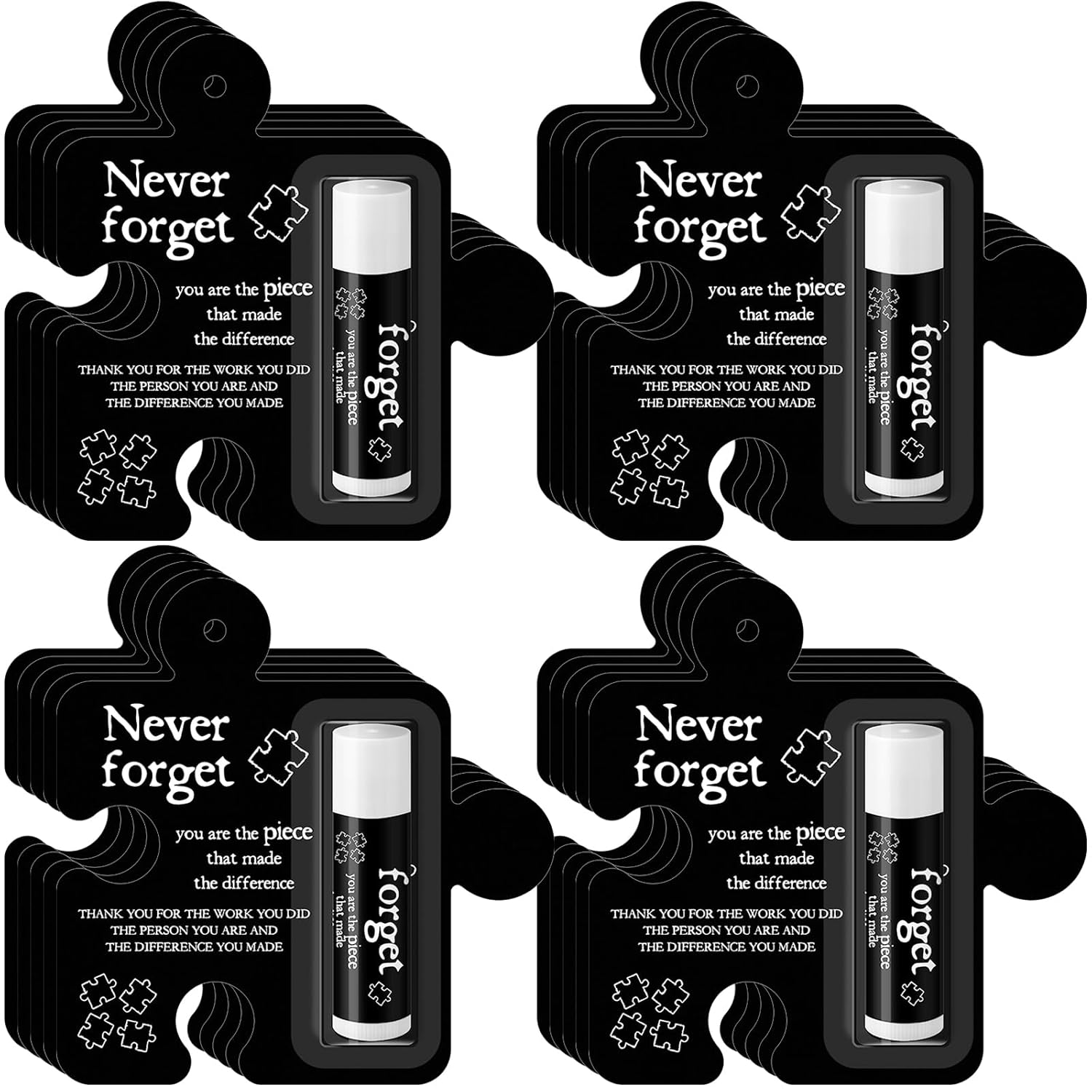 30 Pack Christmas Employee Appreciation Gift Lip Balms Bulk Staff Teacher Team Volunteer Thank You Gift Thanksgiving Christmas Appreciation Party Favor for Women Men(Never Forget,Black)