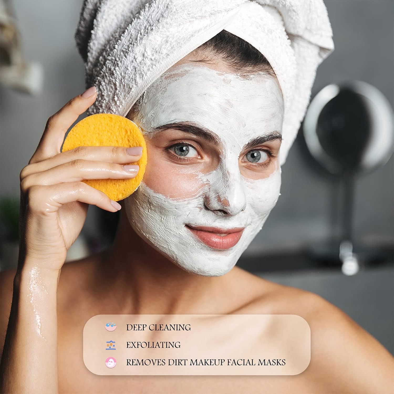 Patelai 300 Pieces Face Cleansing Sponge Wash Round Face Sponge Makeup Removal Sponge Pad Compressed Soft Facial Sponge Exfoliating Sponges, Pink, Purple, Blue, Yellow, Green for Women