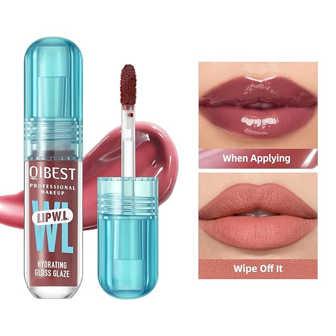 LIP VB Hydrating Gloss Stain – Lip Tint Gloss with 12HR Hydration Long-Lasting Moisture & Shine, Smooth Lip Stain with Glossy Finish, Non-Sticky, Rich Color for All Skin Tones (03# Nude Coral, 1)