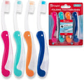 Lingito Travel Mini Toothbrush with Cover, Folding Interlock Toothbrush Adult 4 Pack Soft