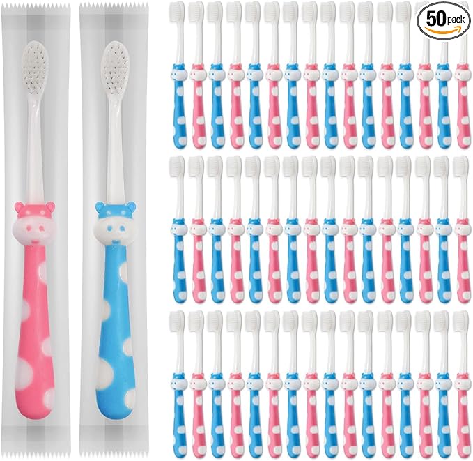 50pcs Toddler Toothbrush Set, Kids Manual Toothbrushes, Soft Bristles, Age 2+ Children, Individually Wrapped