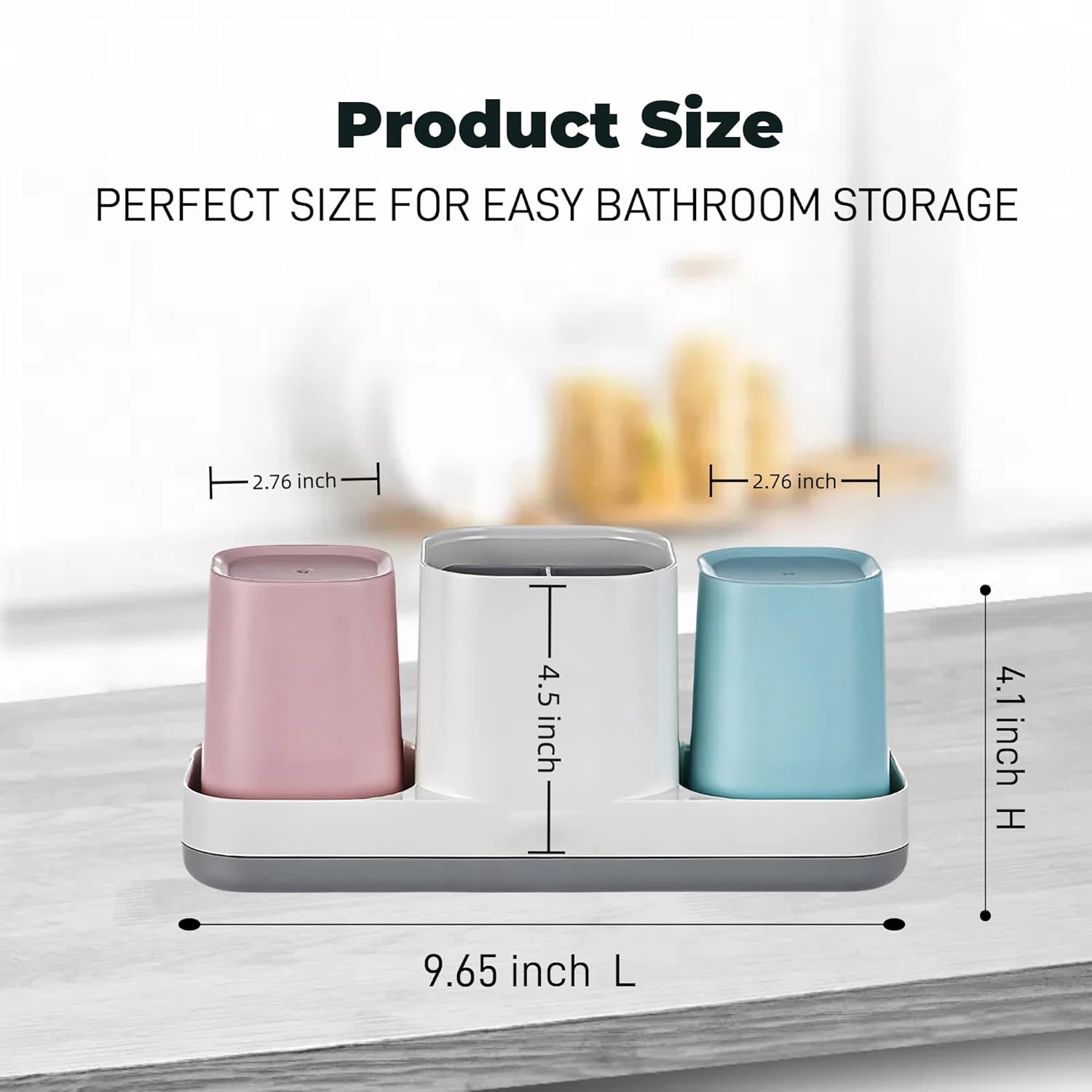 Toothbrush Holder for BathroomToothbrush Cup, Kids Toothbrush Holder with Bathroom Cup, Electric Toothbrush Toothpaste Holder and Bathroom Accessories Storage, Pink & Blue