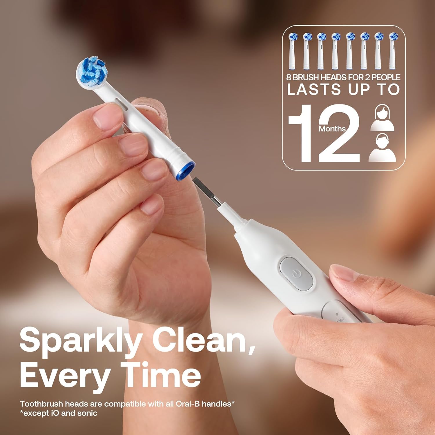 Bitvae Rotating Electric Toothbrush 2 Packs for Adults and Kids, 8 Brush Heads 60-Day Battery Life, 5 Modes Power Toothbrush with 2-Minute Smart Timer, Black & White, R1