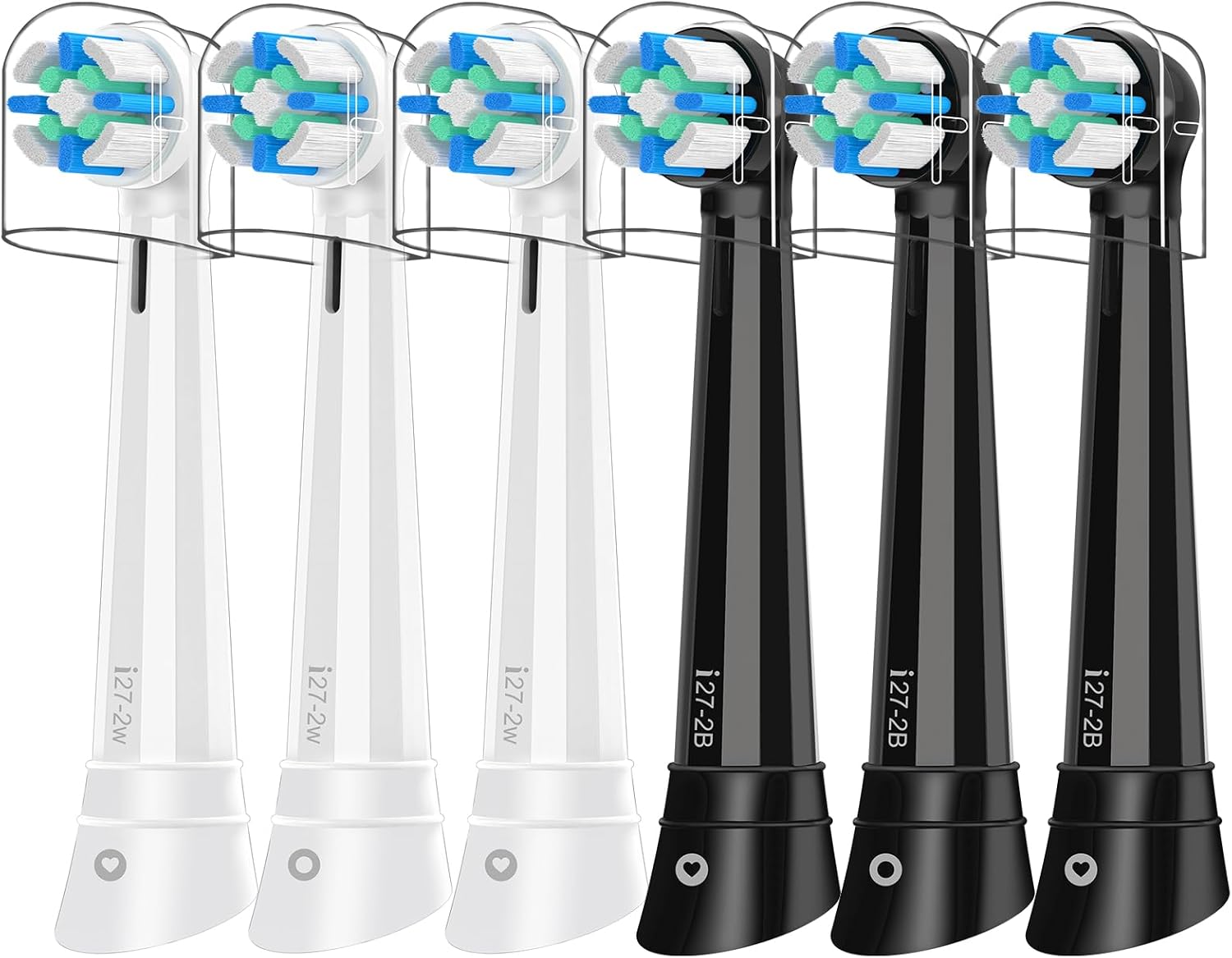 iO Replacement Heads Compatible with Oral B iO, for Oral B iO 2/3/4/5/6/7/8/9/10 Series Electric Toothbrushes, Medium Softness for Protect Teeth and Gums, 3 Black and 3 White