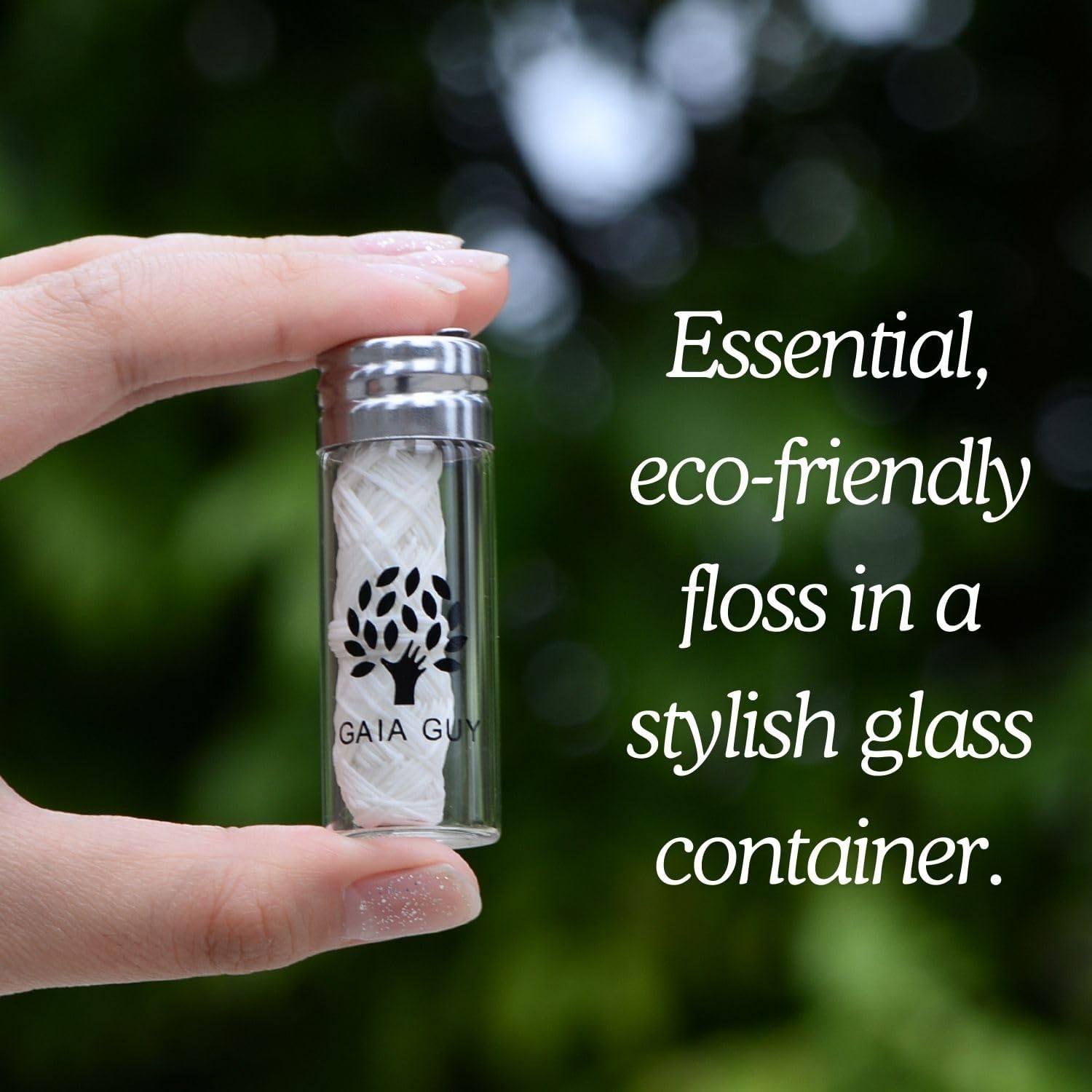 Natural Silk Dental Floss with Refillable Glass Container | Free Refill | Natural Candelilla Wax | 33yds x 2 | Peppermint | Eco-Friendly Zero Waste Oral Care (Peppermint)