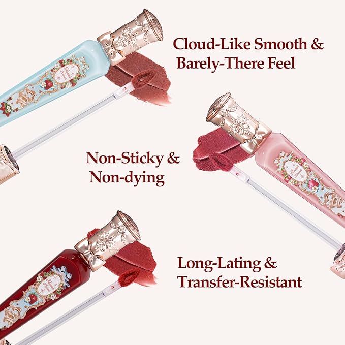 Flower Knows Strawberry Rococo Cloud Lip Cream,Long Lasting Rosy Coral Matte Lipstick,Hydrating Lip Stain,Transfer & Smudge Proof Velvet Liquid Lipstick for Girls&Women,0.12 Fl Oz(S02 Peachy Milk)