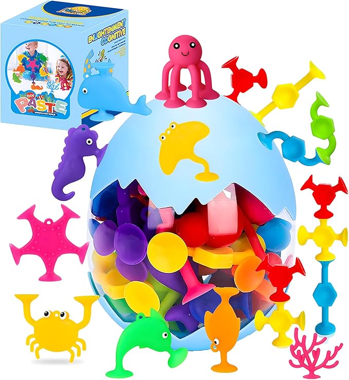 Bath Toys - 27 PCS Suction Cup Toys Bathtub Toy Shower Toy for Kids Ages 4-8,Sensory Toys for 3 4 5 6 7 Year Old Boys Girls,Mold Free Bath Toy Travel Toy