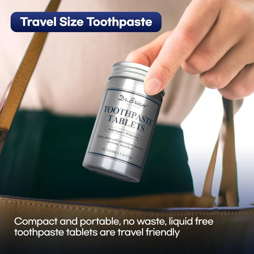 Toothpaste Tablets - Nano Hydroxyapatite Natural Whitening, Fluoride & Plastic Free, Eco-Friendly Travel Toothpaste Reduce Sensitivity, Remineralize (Mint, 62 Count)