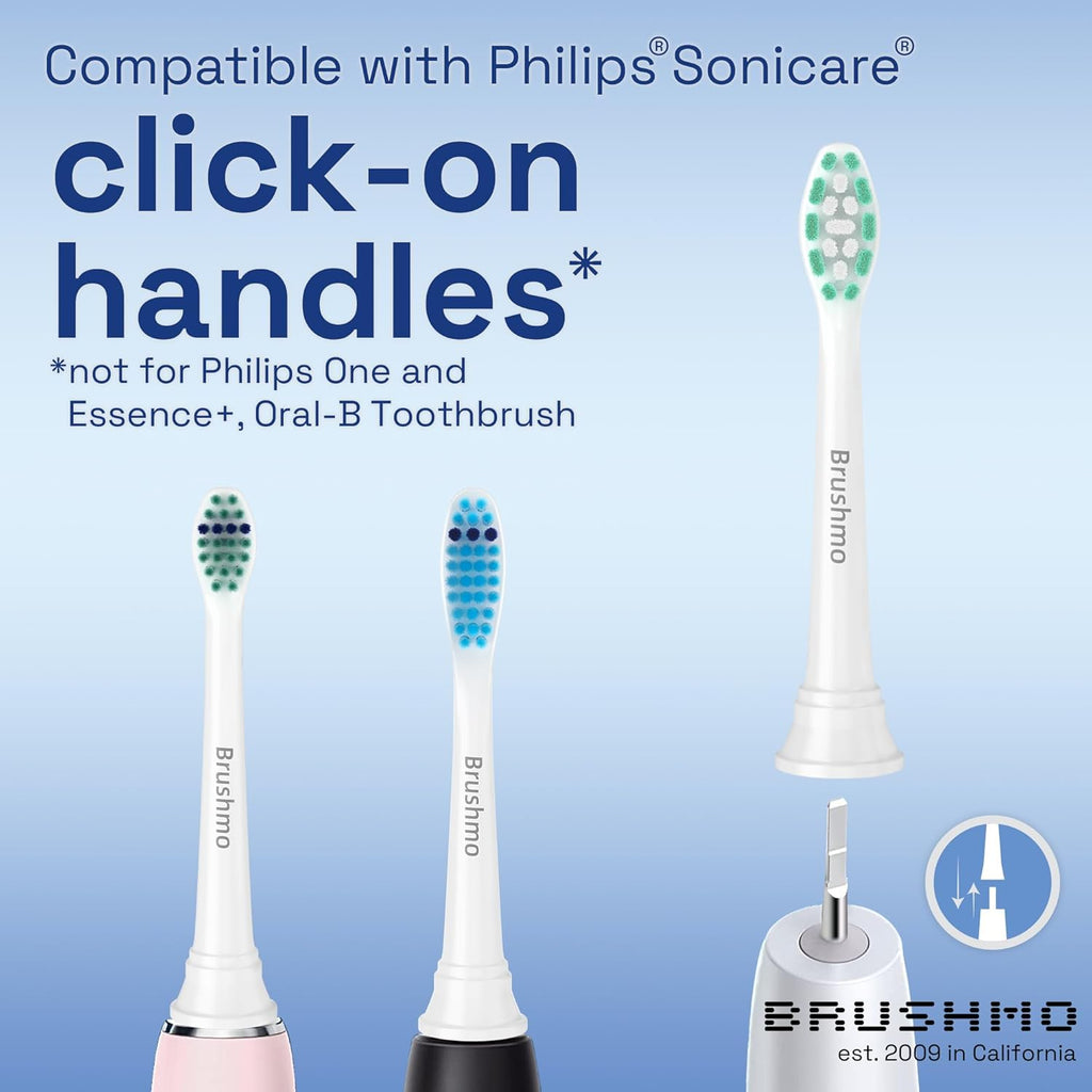 Brushmo Replacement Toothbrush Heads Compatible with Philips Sonicare Electric Toothbrush, White, 10 pc Variety Pack