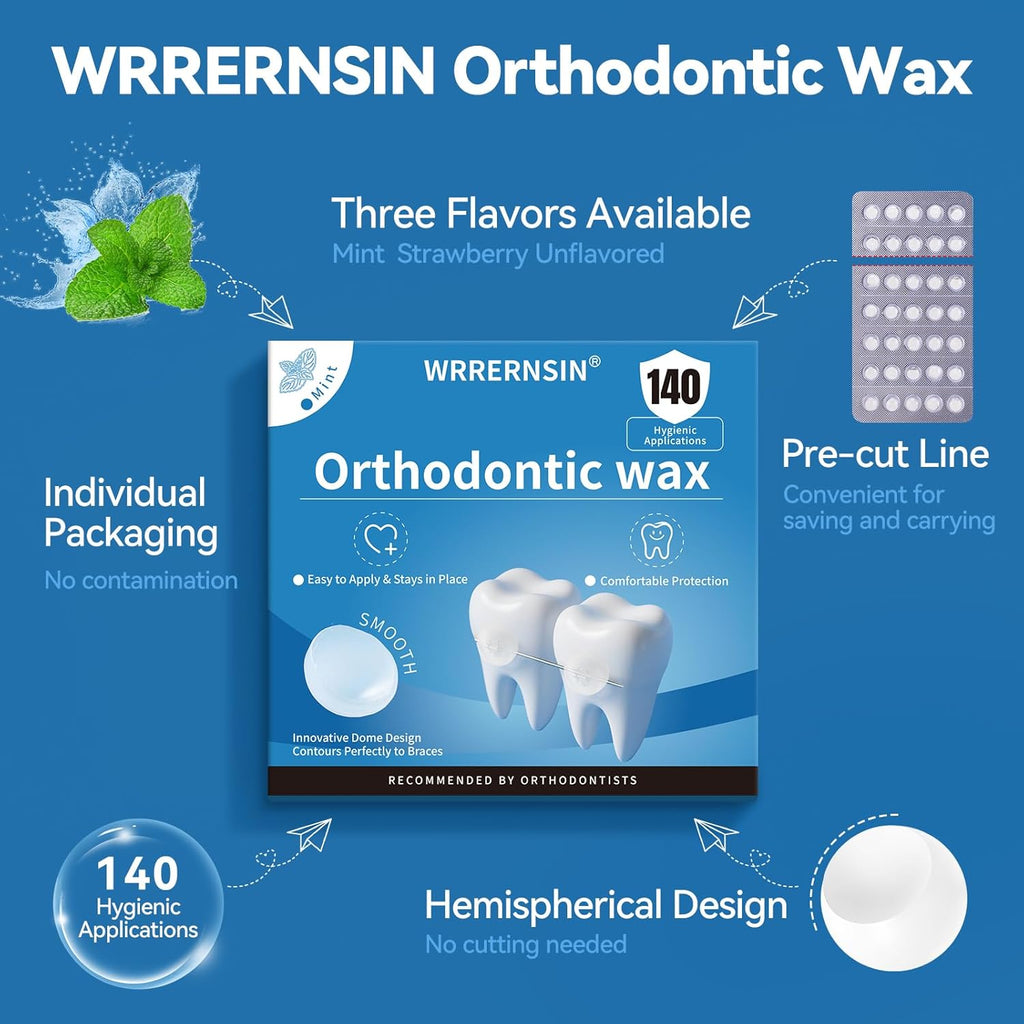 Braces Wax Dots Orthodontic Wax for Braces 140 Individual Hygienic Packaging Dental Kit Oral Care Mint