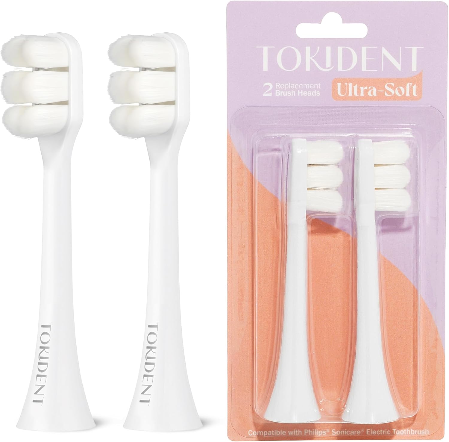 Replacement Brush Heads for Philips Sonicare Electric Brush - Ultra Soft Toothbrush Heads for Sensitive Teeth & Gums - Replacement Head with 10,000 Wave Cut Nano Bristles - 2 Pack - Pearly White