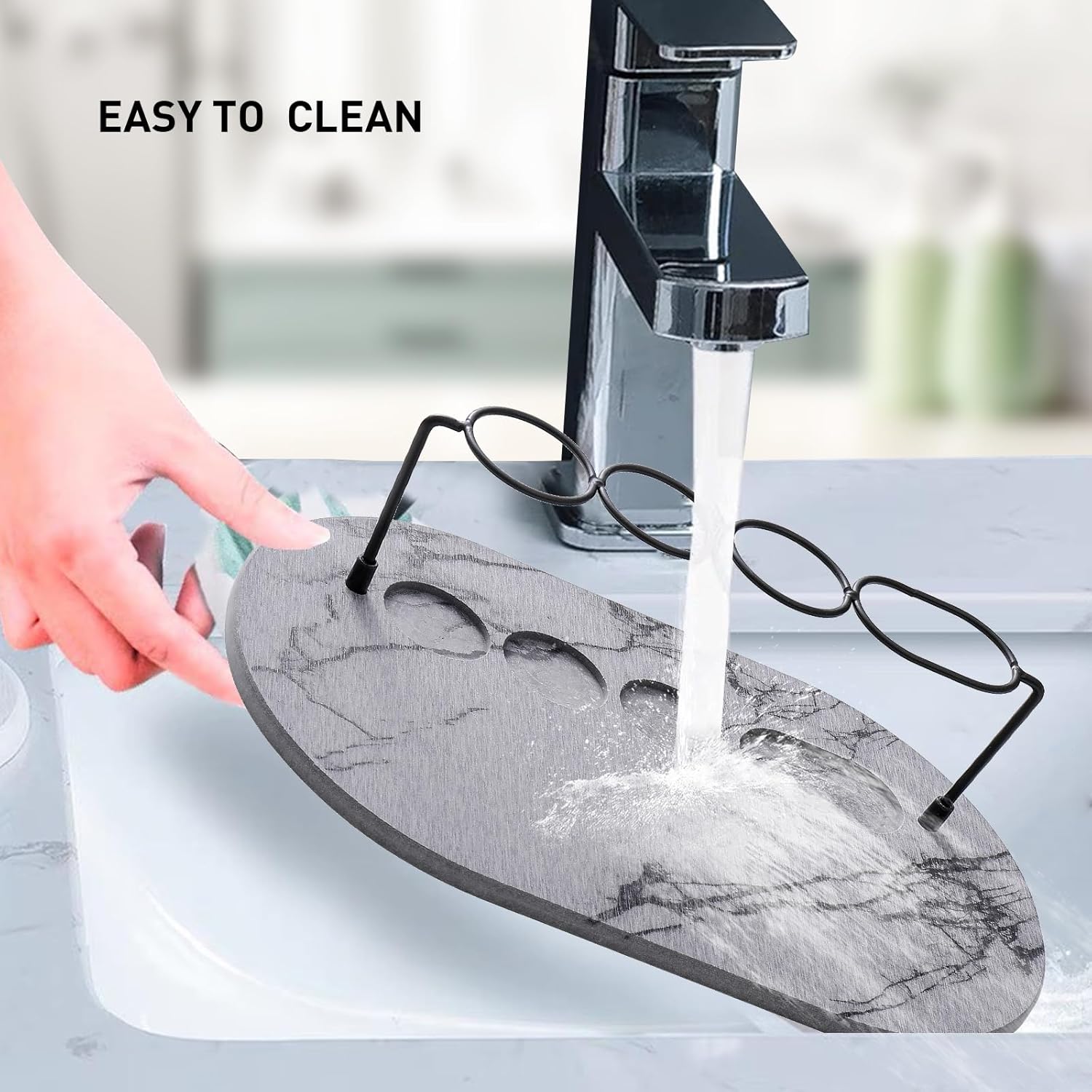 Toothbrush Holders for Bathroom, Metal Toothbrush Organizer with Diatomite Base, Water Absorption Quick Drying Bathroom Organizers and Storage,for Electric Toothbrush,Toothpaste,Razor,Makeup.