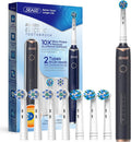 SEAGO Rotating Electric Toothbrush with 8 Round Brush Heads, with 5 Cleaning Modes, Sonic Technology Whitening Teeth in 14 Days, for Adult and Kids，SG-2603 (Black)