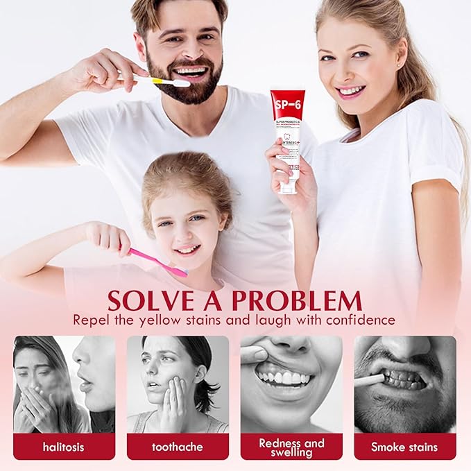 PATO Sp-6 Probiotic Whitening Toothpaste Set - Deep Cleaning Stain Removal, Teeth Protection & Fresh Breath, Mint Flavor for Enhanced Dental & Oral Health (Pack of 2)