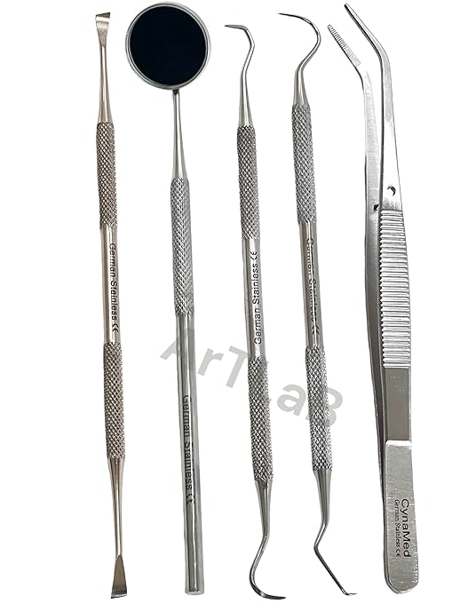 Premium Dental Tools, Plaque Remover for Teeth, Professional Hygiene Cleaning Kit,Stainless Tooth Scraper Plaque Tartar Remover Cleaner,Dental Pick Scaler Oral Care Tools Set (Set of 5 with CASE)