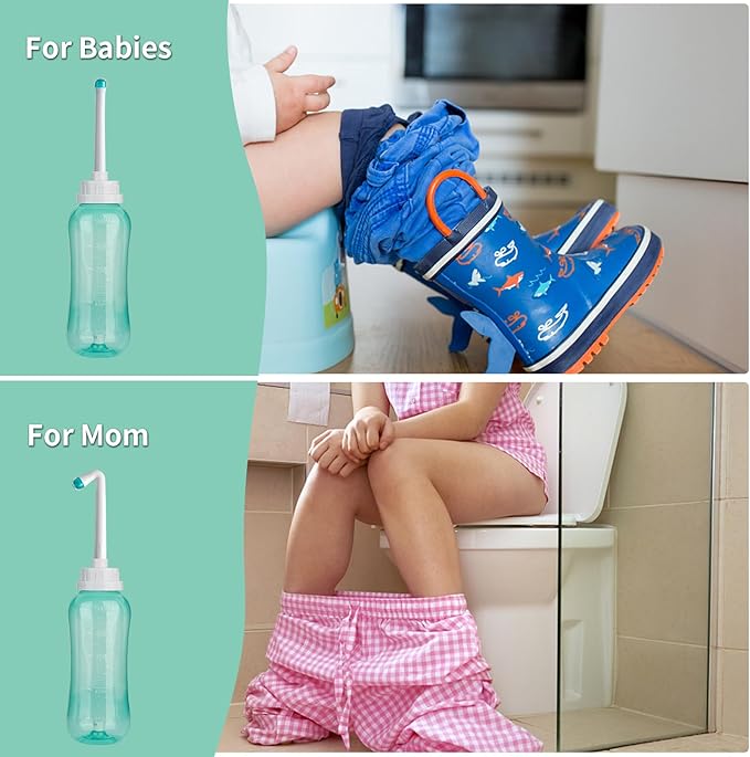 LIVE4COOL Peri Bottle for Postpartum Travel Bidet Perineal Care 16.9oz/500ml for Mom and Baby Clean,Portable Squeeze Bottle with 2 Rinse Tubes for Baby Female Menstruation Cleaning Lochia Hemorrhoids