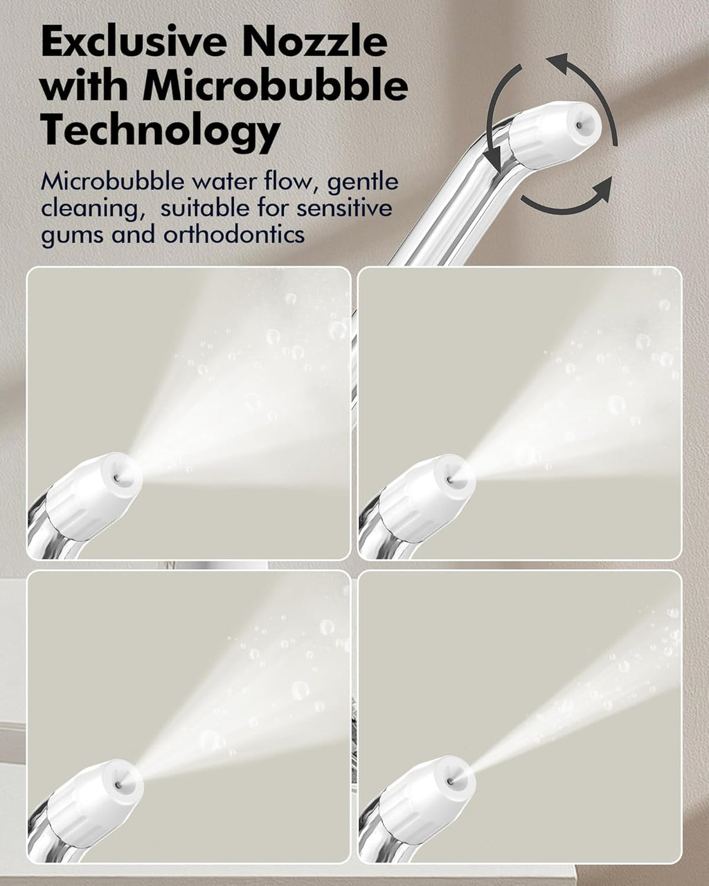 Water Flosser Teeth Pick: LED Display 5 Modes Cordless Dental Pick with 300ML Tank for Braces,Gums Care, IPX7 Waterpoof, 6 Jet Tips Water Flossing Cleaning Picks, Portable for Travel, Home, Y215 White