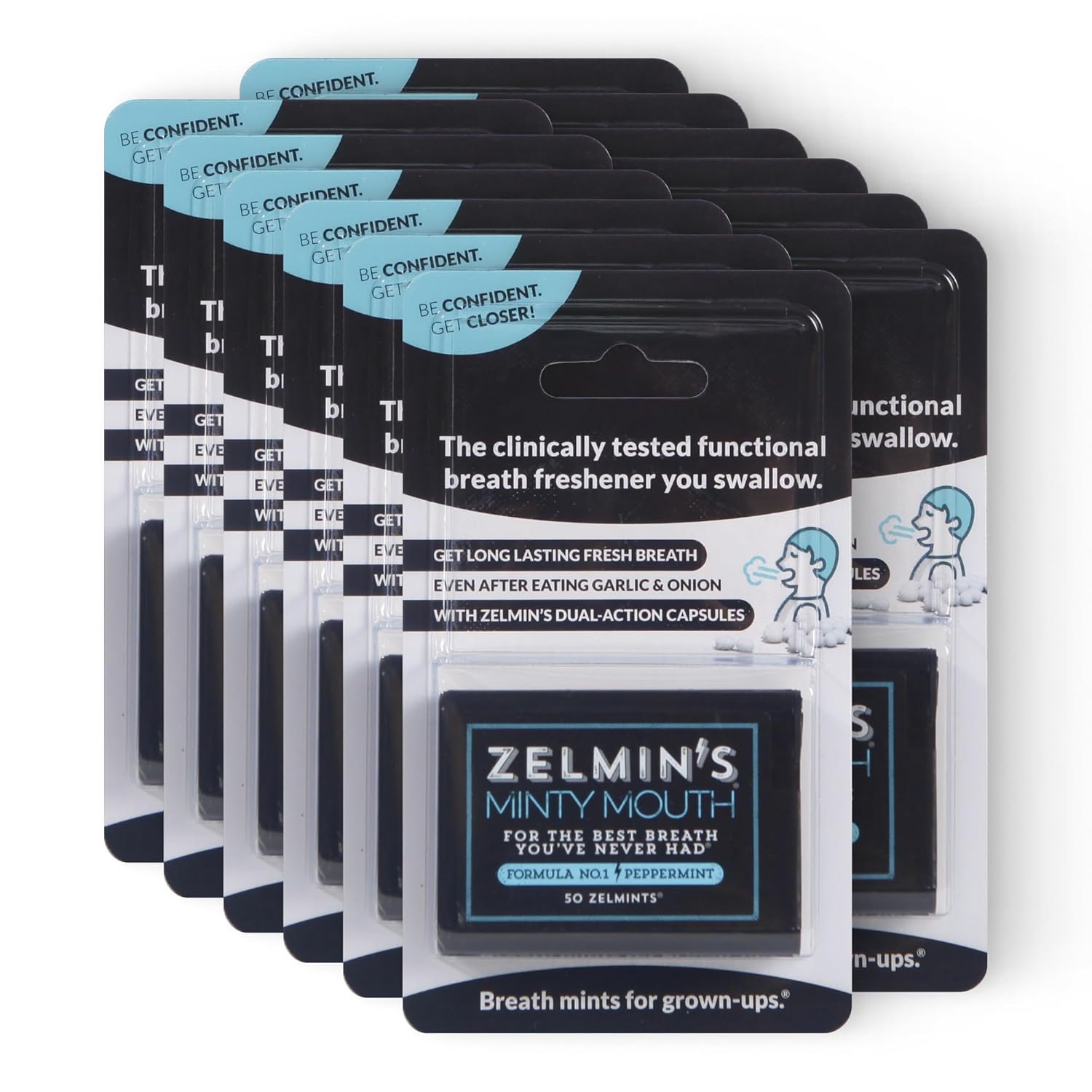 Zelmin's Minty Mouth Breath Freshener - (12 Pack) Long Lasting Bad Breath Treatment for Adults, Instant Freshness Helps with Dry Mouth, Natural Breath Mints for Travel, Alcohol-Free, Keto, Gluten-Free