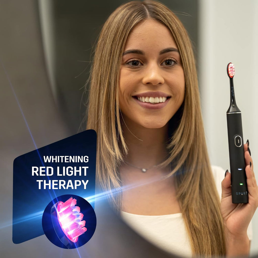Sparx Toothbrush Replacement Heads, Brush Heads with Red Light Therapy for Gum Care, Replacement Brush Heads, Black, 1 Pack
