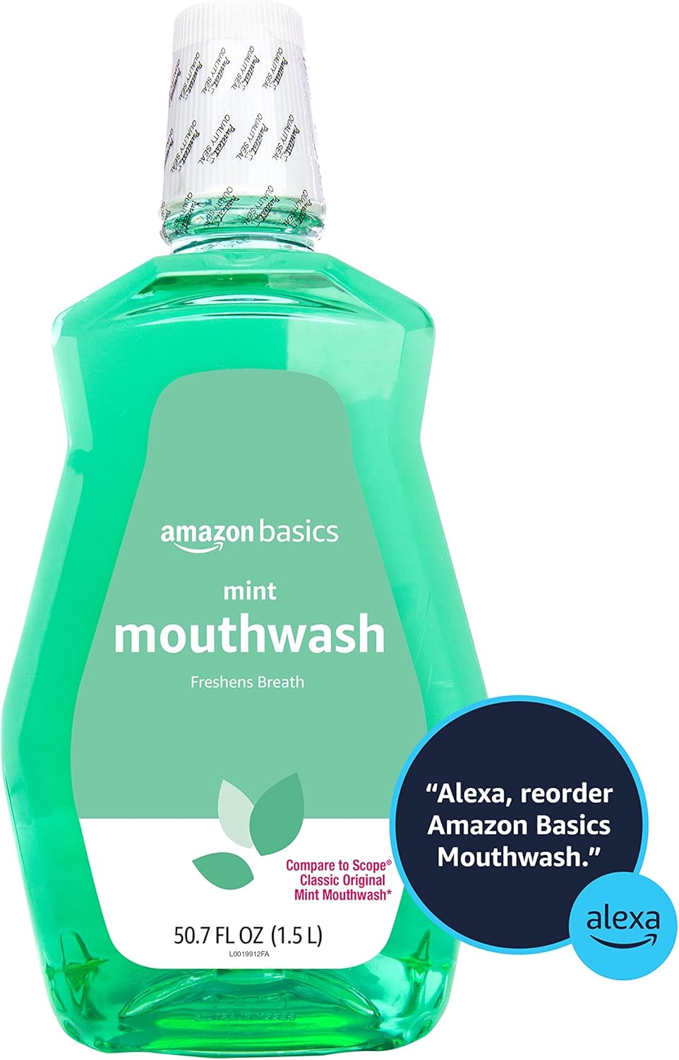 Amazon Basics Fresh Breath Mouthwash, Mint, 50.7 Ounce (Pack of 1), (Previously Solimo)