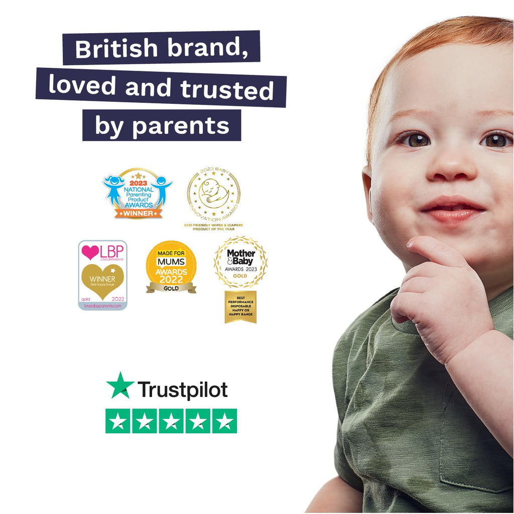 Pura Flushable Toddler Wipes 3 x 60 Wipes (180 Wipes), 100% Plastic Free, 99% Water, Hypoallergenic & Fragrance Free, Totally Chlorine Free, Kids Toilet Wipes, Potty Training