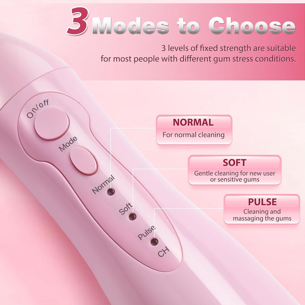 TOVENDOR Electric Water Flosser, Cordless Rechargeable Dental Oral Irrigator IPX7 Waterproof 300ML Travel Water Teeth Cleaner with 5 Tips for Braces Care Teeth Gums Cleaning, Home Office Daily Use