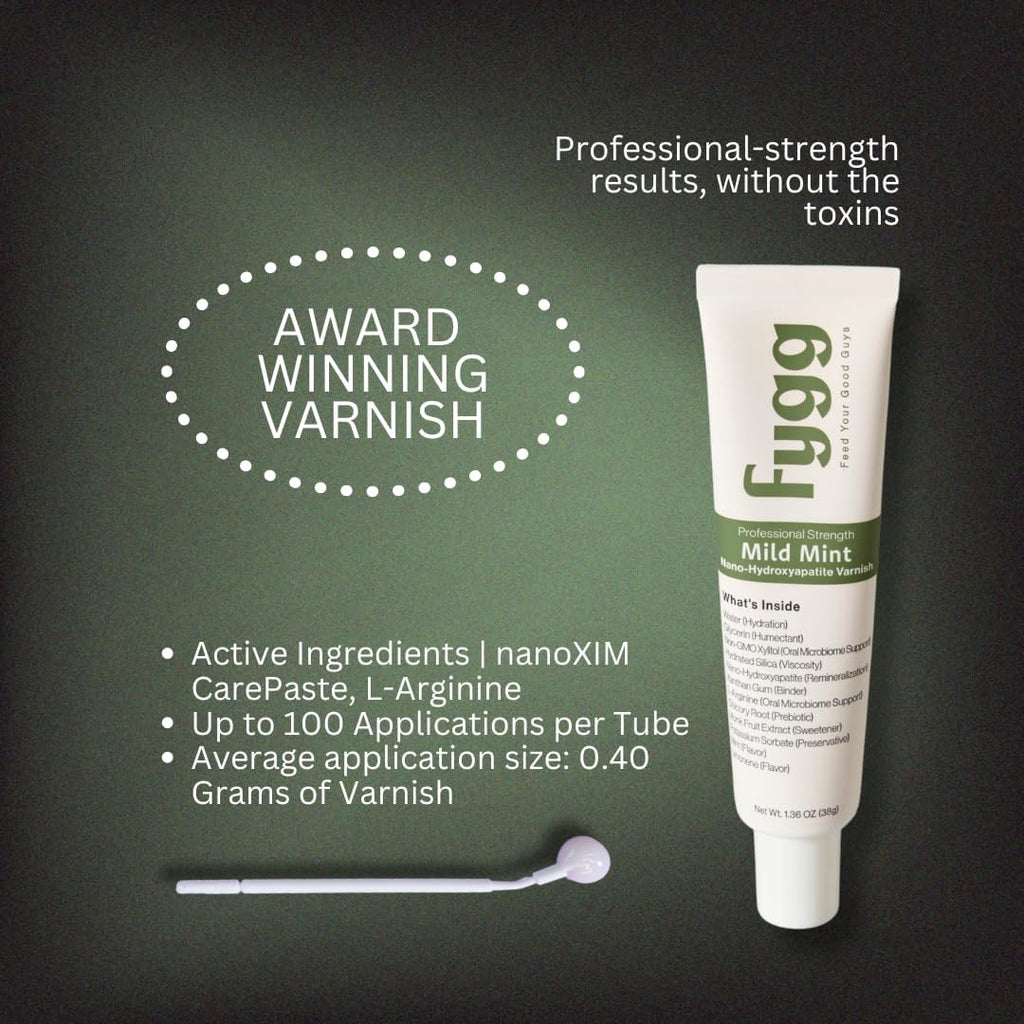 Fygg Nano-Hydroxyapatite Dental Varnish | Fluoride-Free Enamel Repair for Sensitive Teeth | Mild Mint Flavor, Suitable for Adults & Kids (1.36oz, Vanilla)