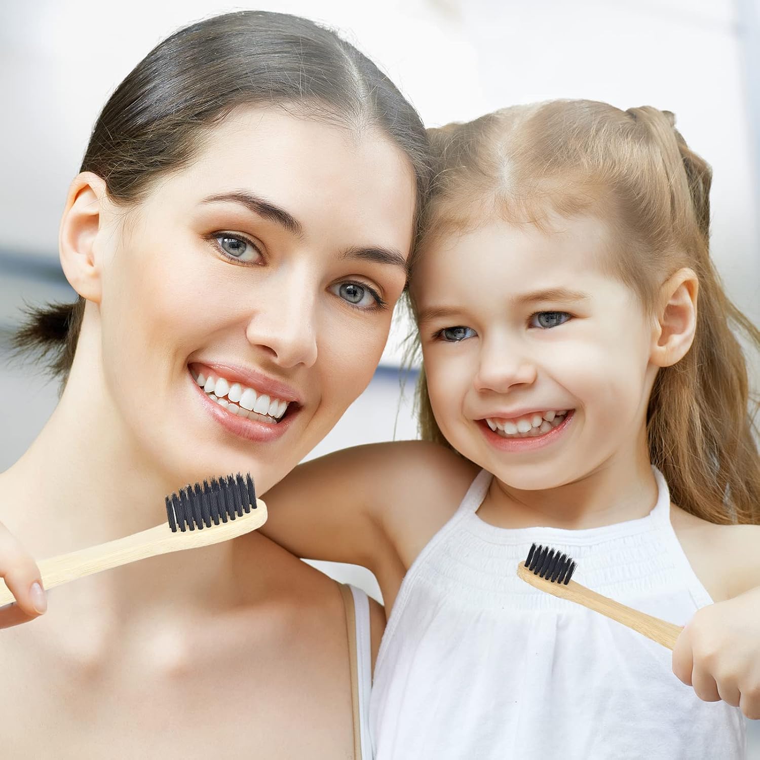 SEVENHEAD 10 PCS Bamboo Toothbrushes Soft Bristles Wooden Toothbrushes for Adult, Natural Biodegradable BPA Free Eco Friendly Toothbrushes Black