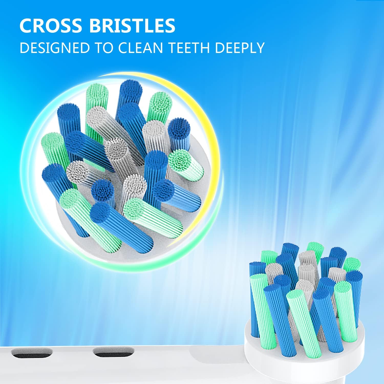 Toothbrush Replacement Heads Fit for Oral B Braun Electric Toothbrushes, 8pcs, 4 Heads for Cross Action, 4 Heads for Daily Clean, Repuesto for Type 3756 3757 3765 4729 4731