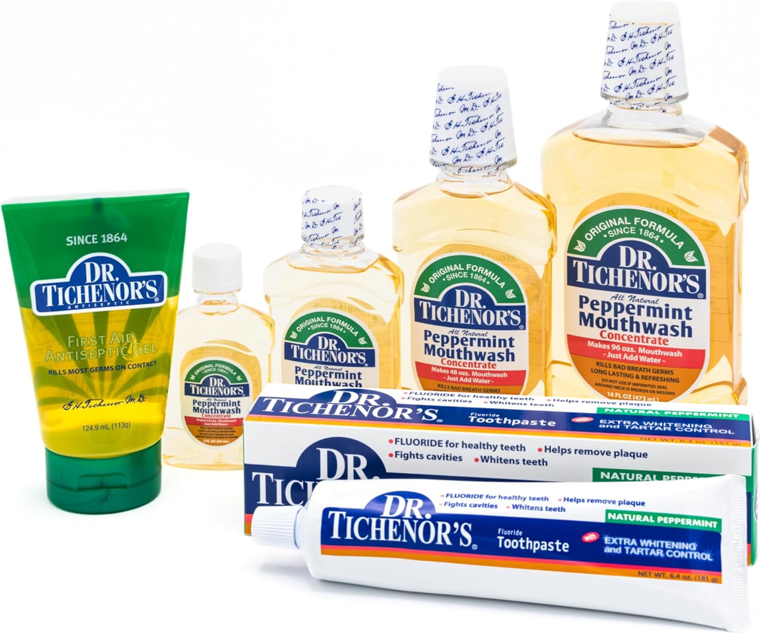 Dr. Tichenor's Peppermint Mouthwash Concentrate - Oral Rinse for Bad Breath and Oral Health with a Minty Punch for Soothing Relief of Minor Sore Throat Irritation - 8 Ounce (Pack of 1)