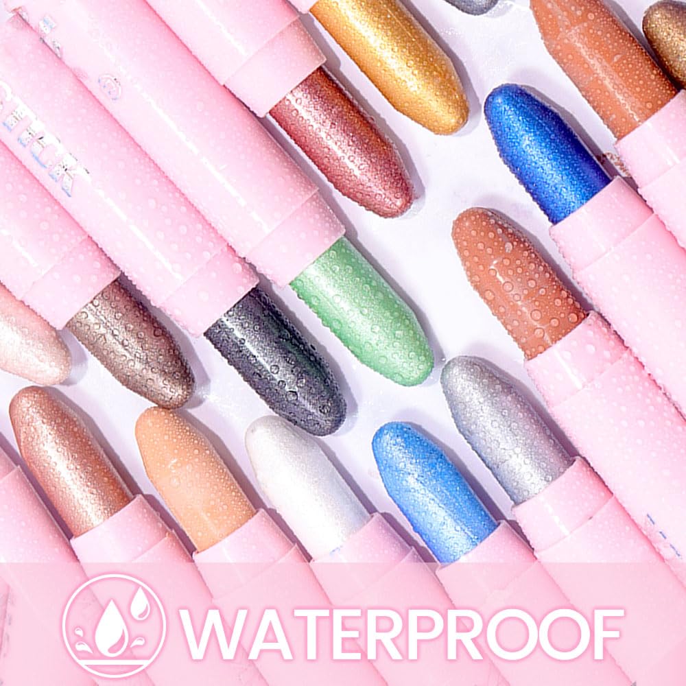 2-in-1 Cream Eyeshadow & Highlighter Stick, Waterproof Sky Blue Shimmer Eye Shadow Pencil for Women, Long-Lasting Pigmented Makeup, sombras para ojos 08