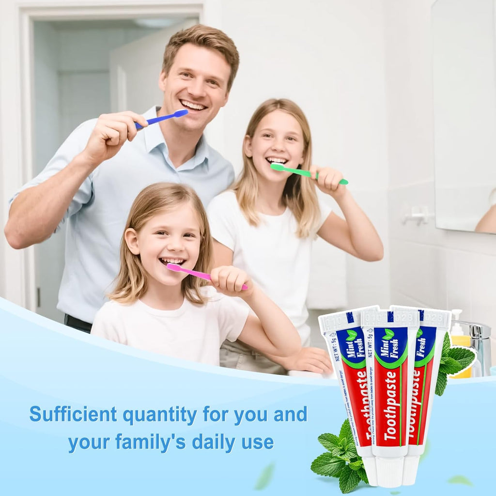 60 Tubes Bulk Travel Size Mini Toothpaste, 0.176 oz Disposable Mint Flavor Pocket Teeth Paste Small Essential Toothpaste for Travel, Home/Hotel/Guests/Charity/Homeless/Camping Oral Care (Single Use)