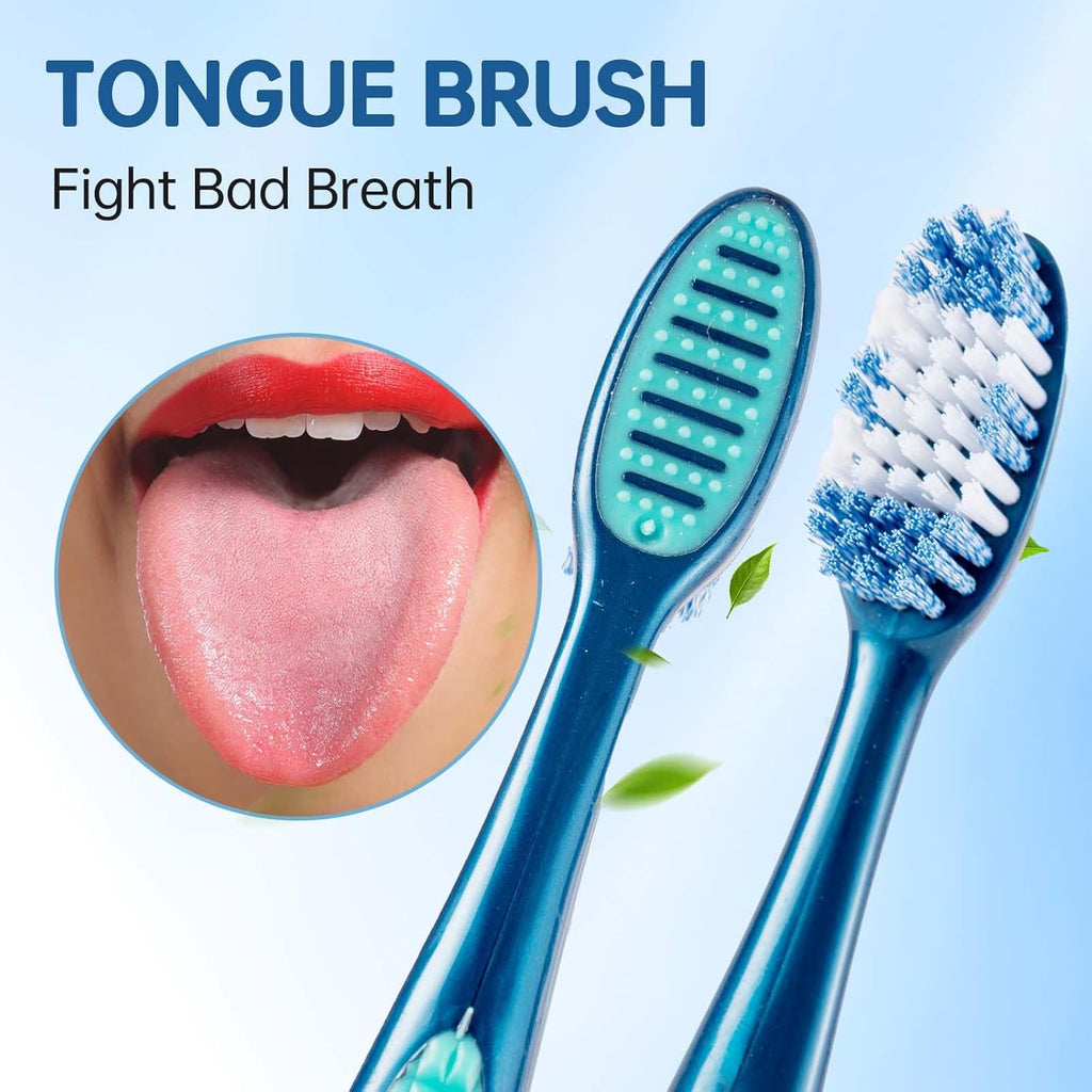 Medium, Spiral, Wavy Head Adult Toothbrush deep Cleaning to Remove Smoke and Tea Stains 4-Piece Set.