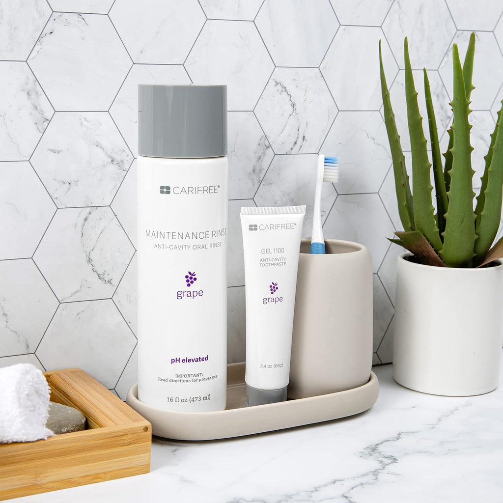CariFree Maintenance & Prevention Kit, Grape | Anti-Cavity Fluoride Toothpaste & Mouthwash Freshens Breath and Moistens Mouth | Dentist Recommended for Oral Care (3-Month Supply)