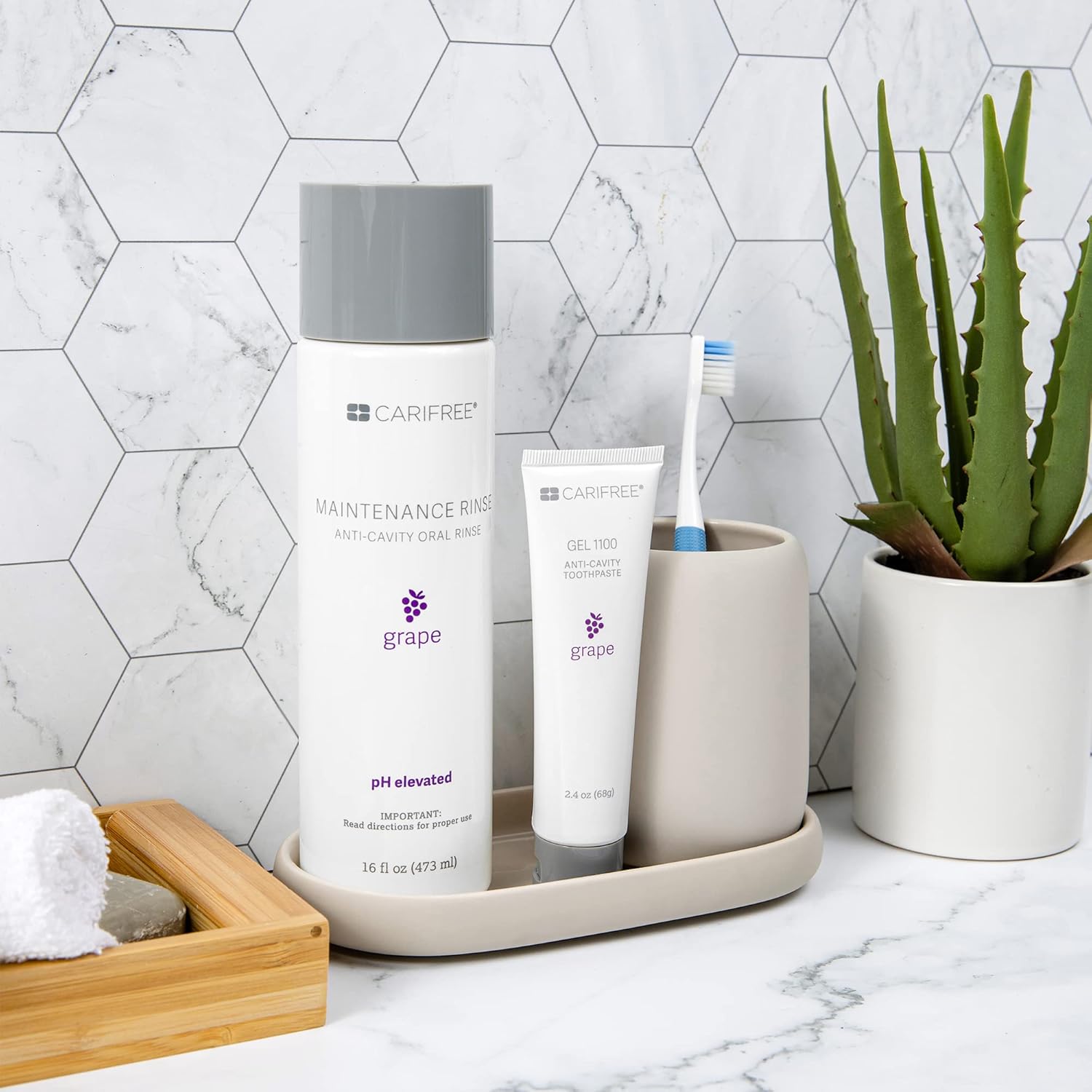 CariFree Maintenance & Prevention Kit, Grape | Anti-Cavity Fluoride Toothpaste & Mouthwash Freshens Breath and Moistens Mouth | Dentist Recommended for Oral Care (3-Month Supply)