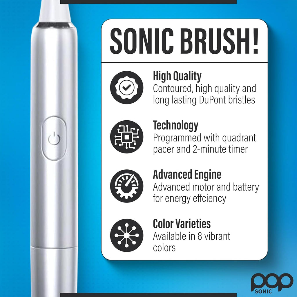Go Plus Sonic Toothbrushes for Adults w/Electric Toothbrush Case - Electric Toothbrush for Adults & Kids - Sonic Toothbrush w/ 2 Speeds - 18000-24000 Vibrations Per Minute (Silver)