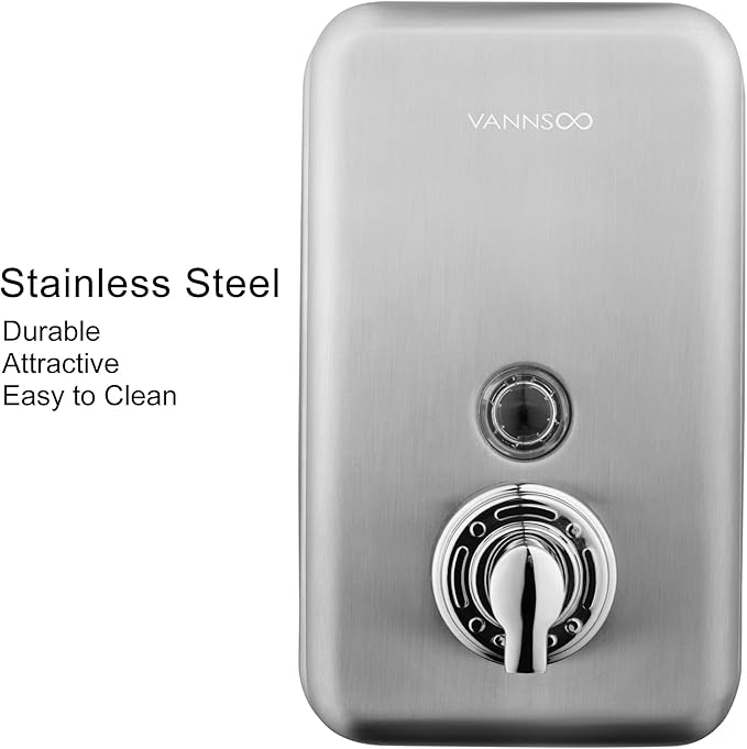 Commercial Wall Mount Stainless Steel Foaming Soap Dispenser, 40 oz (1200ml) Industrial Refillable Foam Hand Sanitizer Dispensers for Bathroom and Kitchen