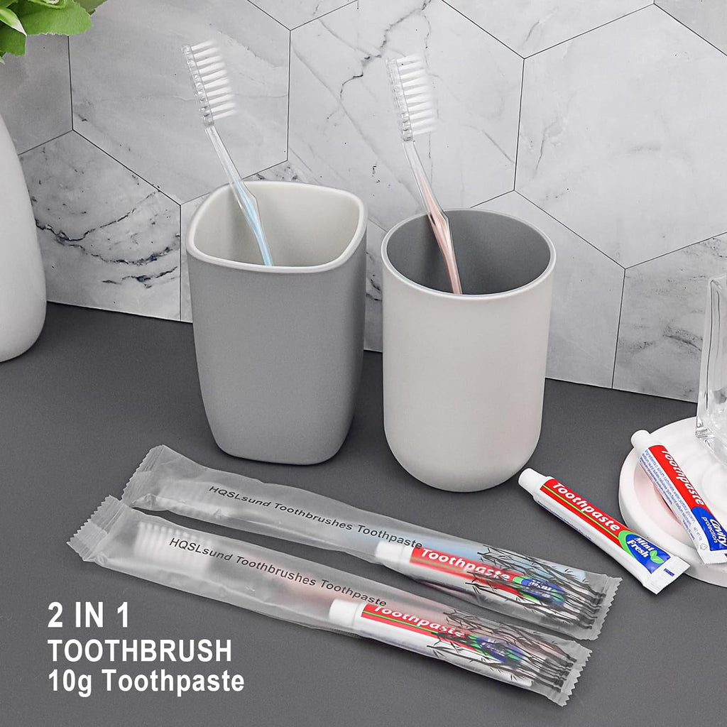 200 pcs Disposable Toothbrushes with Toothpaste Individually Wrapped, 2 Color Toothbrushes, 10g Travel Toothpaste, Bulk Toothbrushes Toothpaste for Homeless,Airbnb,Hotel