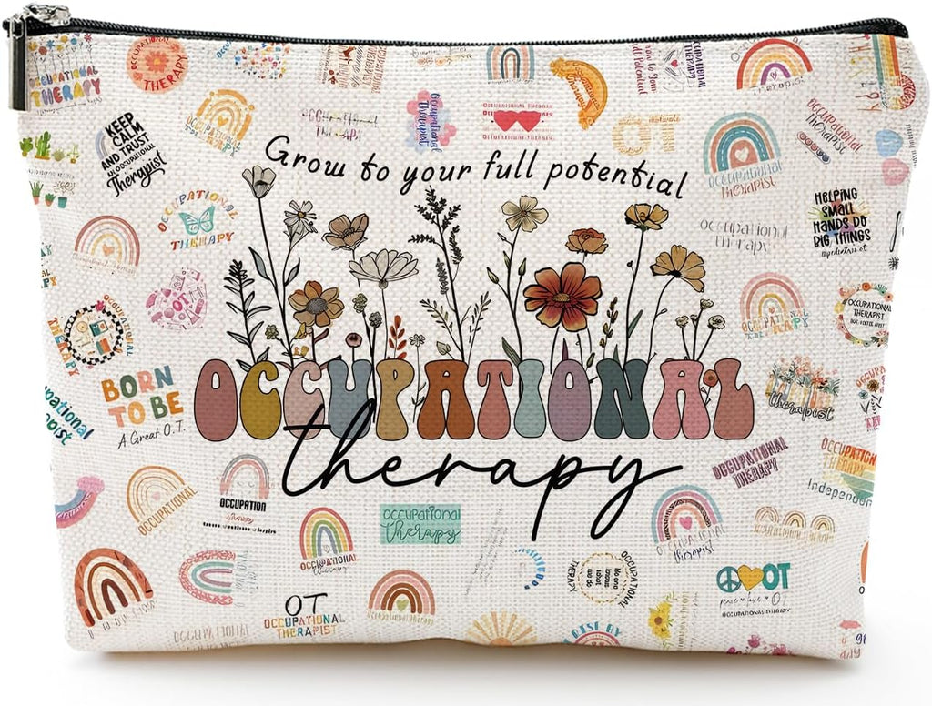 Occupational Therapy Gifts,Therapist Occupational Therapy Makeup Bag Zipper Pouch Travel Toiletry,Therapist Gifts,Ot Gifts,Gifts For Occupational Therapy, white