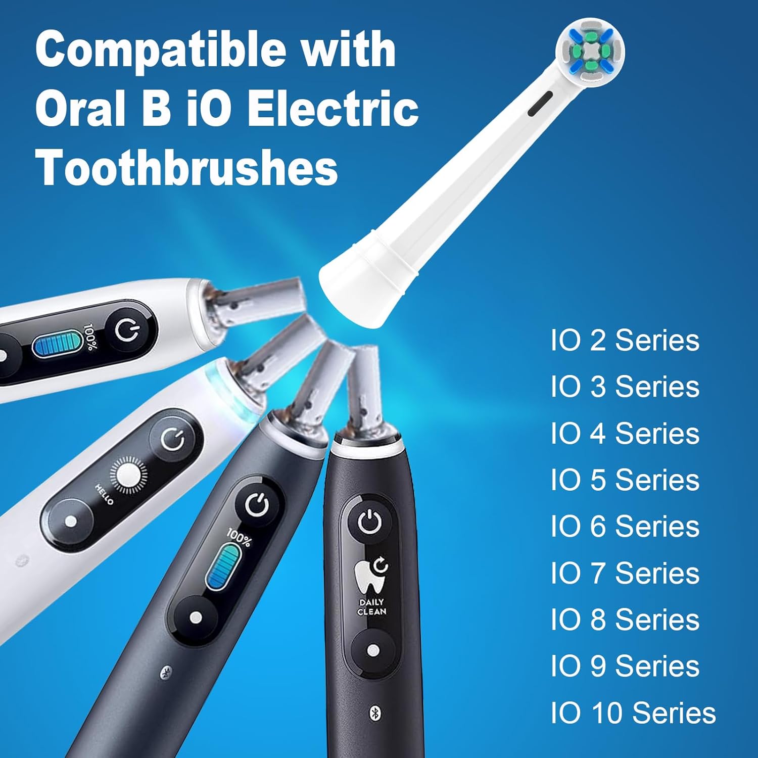 12 Pack iO Replacement Heads Compatible with Oral B iO, for Oral B iO 2/3/4/5/6/7/8/9/10 Series Toothbrushes, Medium Bristles, Soft Yet Effective, White