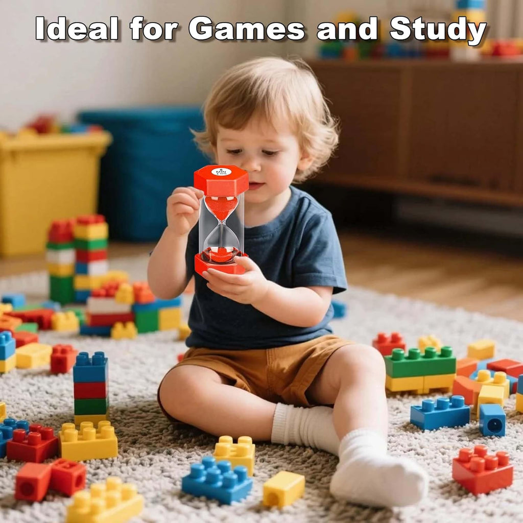 2 Minute Sand Timer Hourglass, Unbreakable Hexagon Plastic Sand Watch Reloj De Arena 2 Minutos, Colorful Hour Glass Sandglass for Classroom Games Kitchen (Red)