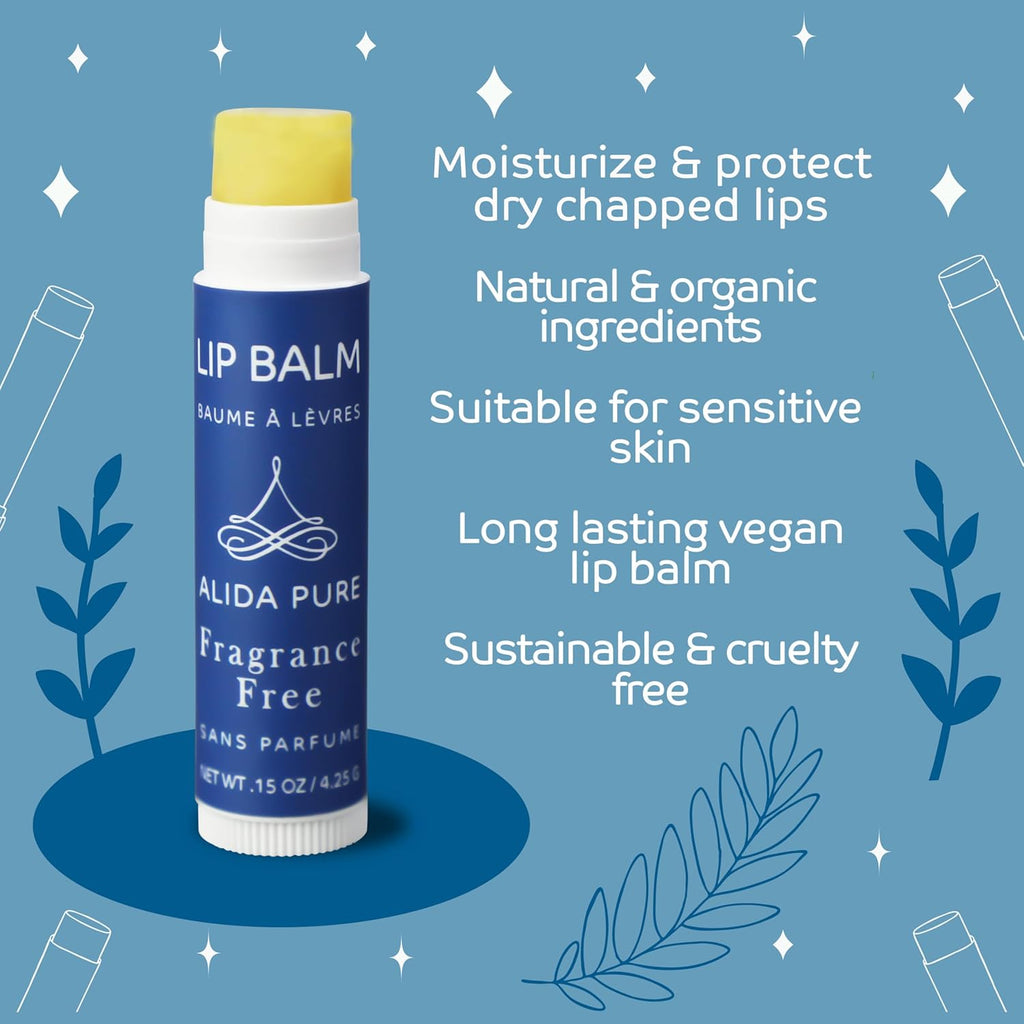 Fragrance Free 50 Tube Lip Balm Collection, Unscented, Vegan, Bees Wax Free, Coconut Oil Free, with Organic Jojoba and Avocado Oil, Vitamin E, For Dry, Chapped, or Cracked Lips, 50 Tubes