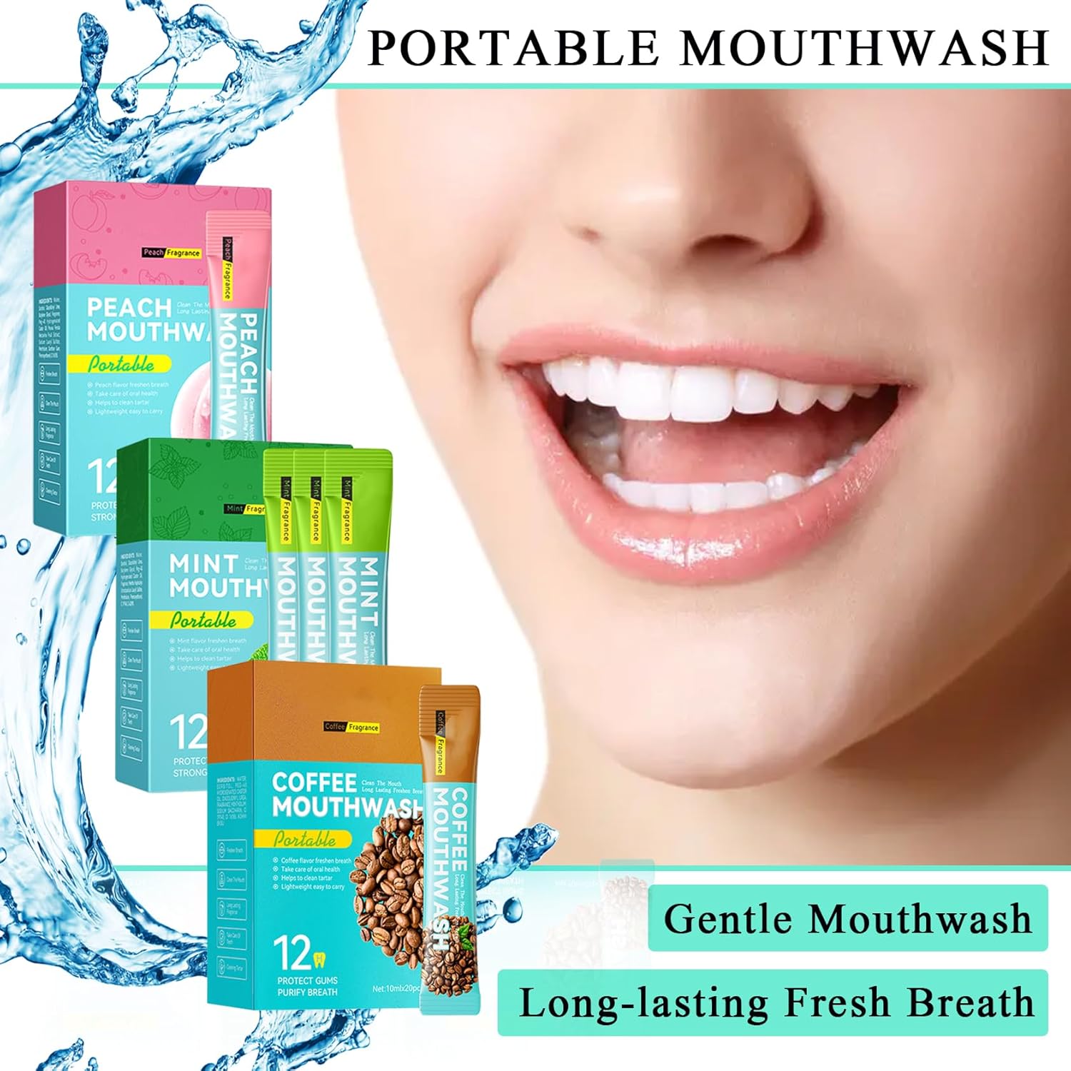 Travel Size Mouthwash,Mini Mouthwash Travel Size Bulk Portable Mouth Wash Set,Individual Small Travel Mouth Wash Packets for Fresh Breath(Pack of 60) I