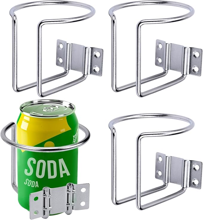 Marinebaby 4 pcs Boat Cup Holder,Stainless Steel Universal Drink Holders,Suitable for Boat,Truck,RV,Tractor,Outdoor Wooden Swing. (Silver)