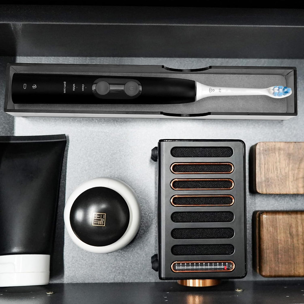 Acrylic Electric Toothbrush Holder with Diatomite Drying Stone, Bathroom Drawer Organizer with Drainage Hole for Tooth Brush, Compatible with Philips, Oral-B (Grey)