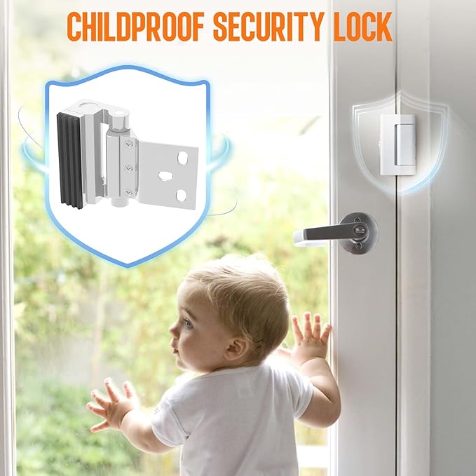 Home Security Door Reinforcement Lock - 800lbs Force Child Proof Flip Lock, Anti-Kick Portable Door Lock for Apartments & Travel, Extra Safety for Inward Swinging Doors from Inside (White-1set)