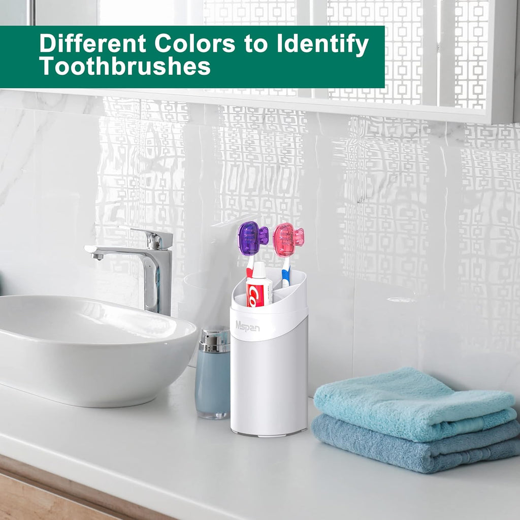 Mspan Toothbrush Head Cover Cap: Tooth Brush Protector Clip Compatible with Oral-B Philips Colgate AquaSonic - Plastic Pod Travel Case - 4 Packs